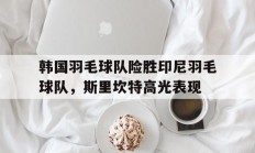 开云APP-韩国羽毛球队险胜印尼羽毛球队，斯里坎特高光表现的简单介绍